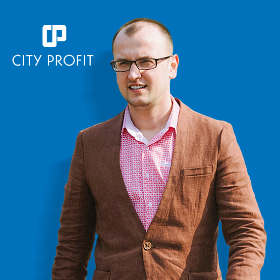 Партнёрство с CITY PROFIT- Продажи и Маркетинг, Реклама по бартеру или за бонусы 2 Маркетинг, Продажи и Реклама по бартеру в Сити Профит на синем фоне Pimenov Vladimir
